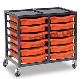 Gratnells Dynamis Double Silver Trolley & 12 Shallow Trays